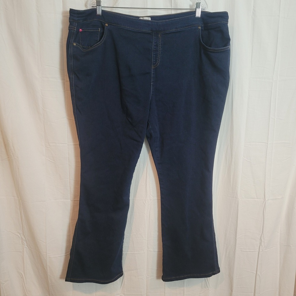 PajamaJeans Womens 3X Dark Indigo Bootcut Pull On Comfort Stretch Denim Pants